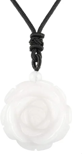 Vista 10 de Rockcloud - Collar con colgante de piedra de cristal natural en forma de flor, tallado a mano, para mujer