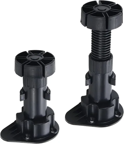 Vista 9 de Niveladores ajustables de 3.9 a 5 pulgadas para borde de gabinete, 12 piezas, patas niveladoras de muebles, pies de nivelación de plástico negro