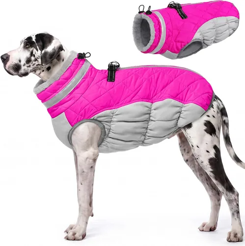 Vista 44 de AOFITEE Abrigo para perro, chaquetas cálidas para perros pequeños, abrigo de invierno para perros con arnés integrado, chaqueta de invierno
