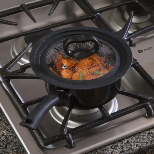 Vista 6 de Ecolution Tapa universal para ollas y sartenes, se adapta a utensilios de cocina de 6 a 8 pulgadas, tapa de repuesto de vidrio templado con borde