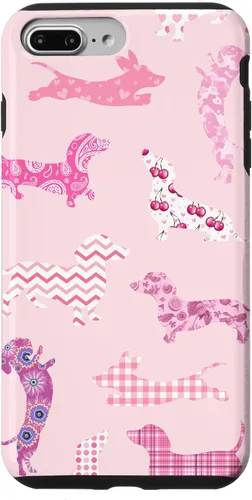 Vista 11 de Funda para iPhone 11 rosa boho Dachshund Doxie
