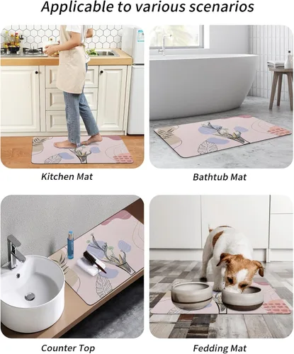 Vista 6 de Abstract Bath Mat for Tub,Non Slip Bathroom Floor Runner Rug Quick Dry & Absorbent Diatomaceous Earth Kitchen Shower Sink Washable Doormat,Mo-randi