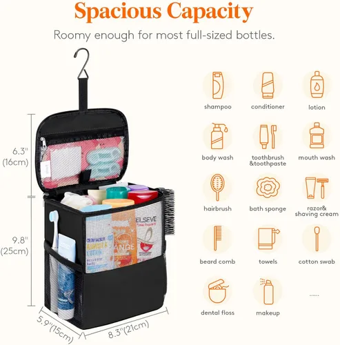Vista 2 de Lifewit Bolsa Organizadora de Ducha de Malla Portátil Artículos Esenciales para Dormitorio Universitario Canasta Tote Organizadora para Baño
