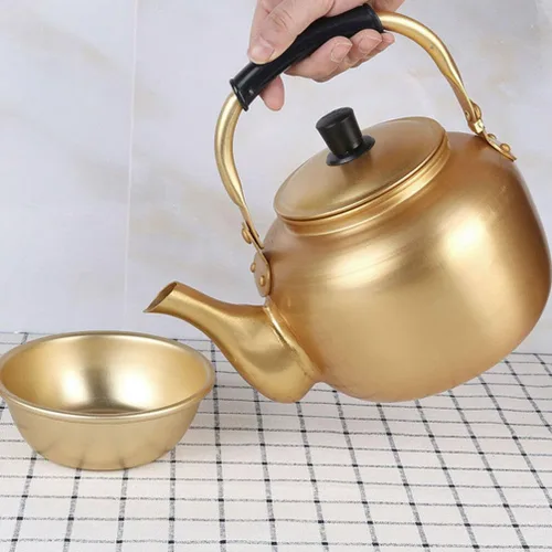 Vista 8 de Hervidor de té de aluminio para estufa, tetera clásica con base universal, tetera de 8 litros/34 onzas