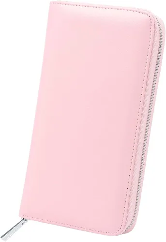 Vista 3 de Cynure Cartera grande de cuero con cierre RFID para mujer 36 ranuras