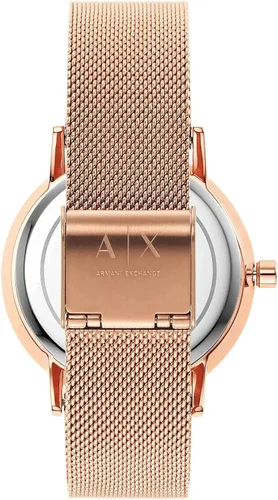 Vista 7 de Armani Exchange - Reloj de cuarzo de acero inoxidable con correa de piel para mujer, Malla de acero rosa, Reloj de cuarzo