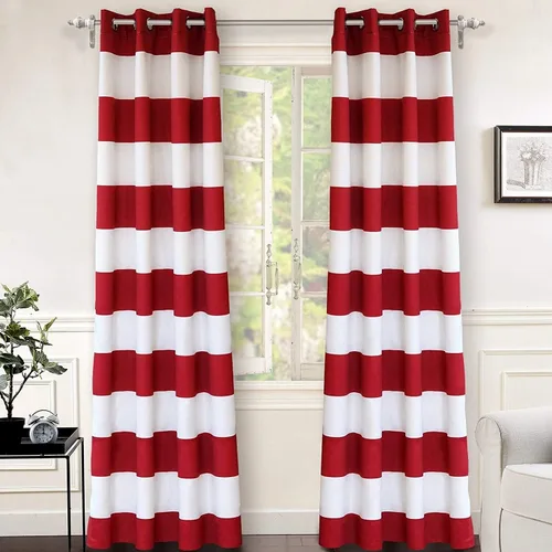 Vista 17 de DriftAway Cortinas negras con rayas para oscurecimiento de habitación, cortinas con ojales clásicas de rayas horizontales para dormitorio, sala