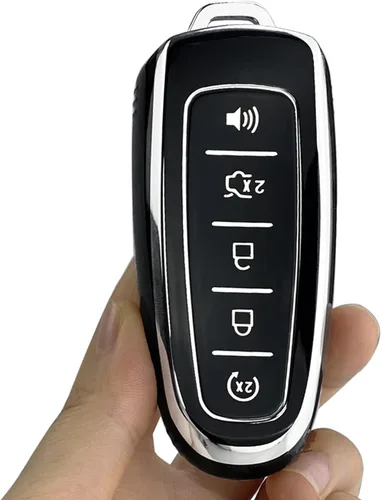 Vista 3 de Funda para llavero Compatible con Ford Edge Focus Escape Expedition Explorer Flex C-Max Taurus Lincoln MKS MKT MKX Navigator Accesorios (Negro)