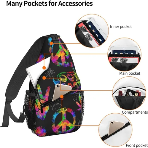 Vista 4 de Famame Mochila bandolera para el pecho, bolsa de hombro, gimnasio, ciclismo, viajes, senderismo, mochila para hombres y mujeres, MultiColor1