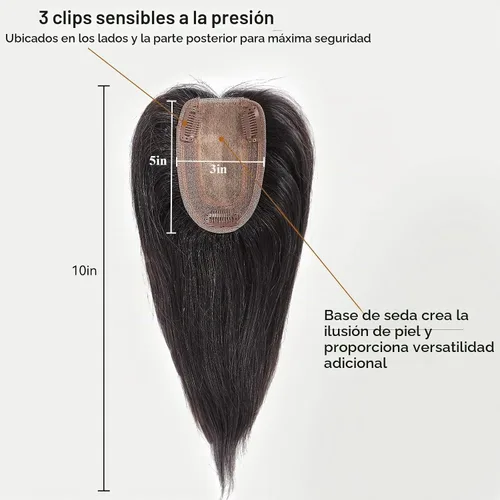 Vista 5 de HAIRCUBE Pelucas de cabello humano 100% con flequillo, densidad 150%, base de seda, clip en la parte superior, pelucas de cabello superior para #1B