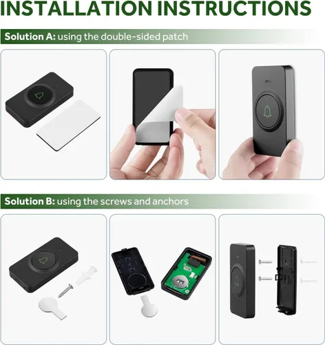 Vista 8 de AVANTEK Timbre de Puerta Inalámbrico, CB-12 Mini Timbre Musical Impermeable que Funciona a 1000 Pies con 52 Melodías, 5 Niveles de Volumen y Flash