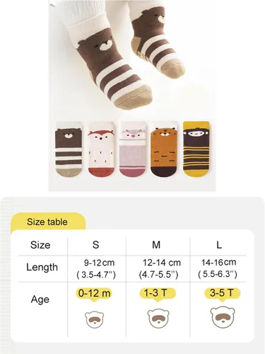 Vista 8 de Calcetines antideslizantes para bebés y niños pequeños, cálidos, gruesos, antideslizantes, calcetines para niñas y niños, recién nacidos, 5 pares