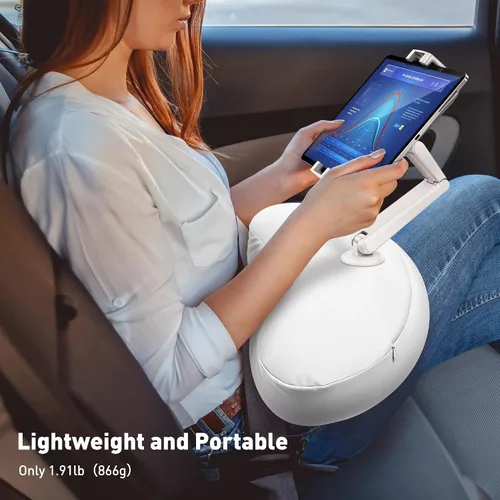 Vista 8 de AboveTEK Soporte de almohada para tableta para cama, manos libres ajustable para iPad de lectura de regazo con puf suave, regalo ideal para mamá, se