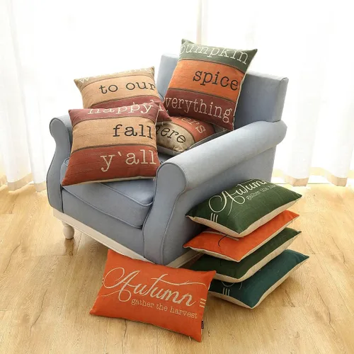 Vista 3 de TRENDIN PL764TR - Fundas de almohada de otoño de 12 x 20 pulgadas con texto en inglés "Reúne la cosecha", funda de cojín decorativa oblonga