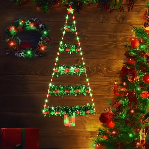 Vista 8 de Toodour Luces de Navidad para interiores, luces LED de Navidad de 2.65 pies, luz multicolor para colgar en la ventana, funciona