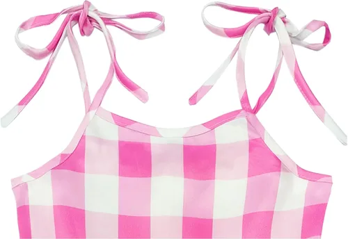 Vista 3 de HAOKIDS Girls Pink Costume Dresses Youth Margot Robbie Movie Cosplay Outfit Kids Princess Bowknot Halloween Party Gift