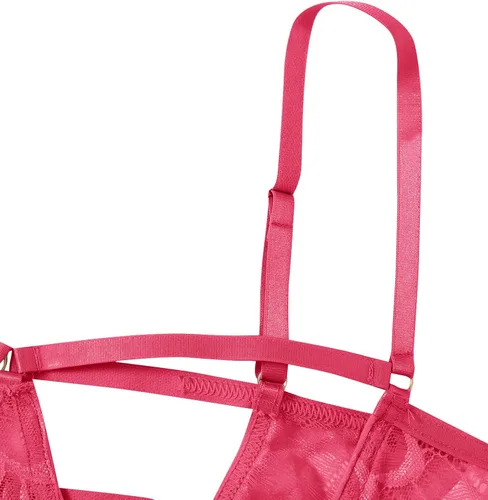 Vista 3 de SweatyRocks - Bralette de encaje transparente para mujer de 2 piezas, sostén y panty