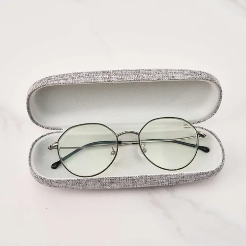 Vista 3 de 1 funda para lentes de sol, tela de lino rígida, Gris