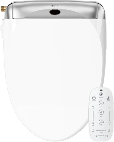 Vista 10 de LEIVI Asiento de inodoro eléctrico con control remoto inalámbrico y panel lateral, múltiples modos de pulverización, asiento con calefacción