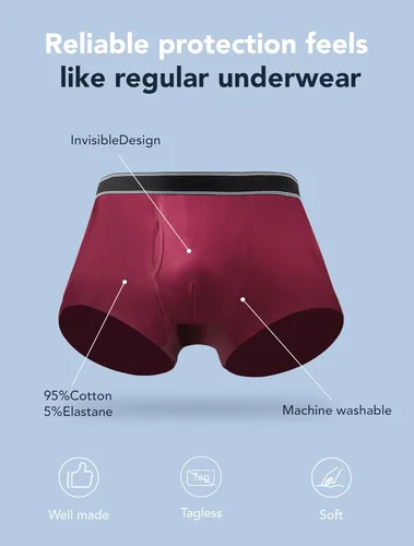 Vista 24 de Ropa interior lavable para incontinencia para hombre, calzoncillos bóxer de algodón, 3.4 fl oz de absorción, ropa interior a prueba de fugas