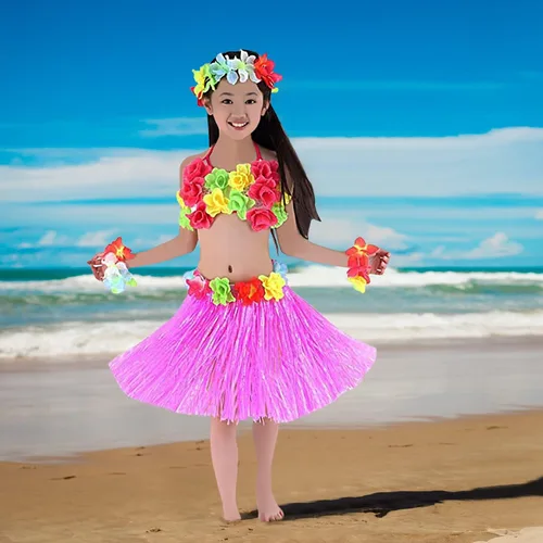 Vista 5 de Hawaiian Hula Dance Costume 5pcs for Girls