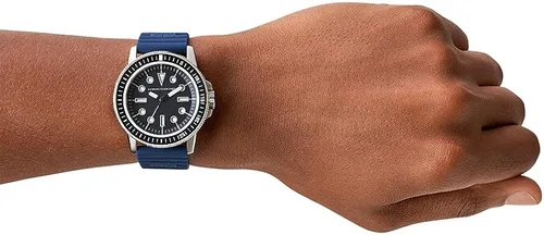 Vista 4 de Armani Exchange Mens Three-Hand Stainless Steel Watch 42mm case size silicone strap