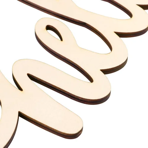 Vista 2 de JANOU Letrero de madera con texto en inglés «Hello Wood» para pared, letras decorativas para bricolaje, palabras recortadas, letrero de madera sin