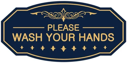 Vista 21 de Signs ByLITA Letrero Victoriano Please Wash Your Hands (Negro) - Pequeño