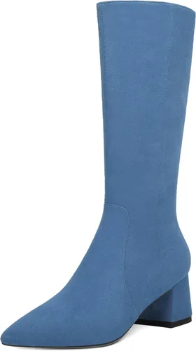 Vista 28 de MOVINSTEPS Botas de tacón bajo grueso con cremallera y puntera puntiaguda para mujer, de 2.0 in Verde militar