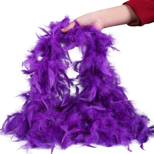 Vista 3 de Max Fun 6 Boas coloridas de plumas para fiesta, a granel para mujeres y niñas, 6.56 pies para decoraciones de fiesta de Mardi Gras, disfraces