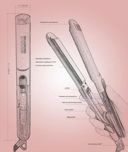 Vista 6 de MBHAIR Flat Iron Hair Straightener Curler 2 in 1,Ceramic 1″ Instant Heat up