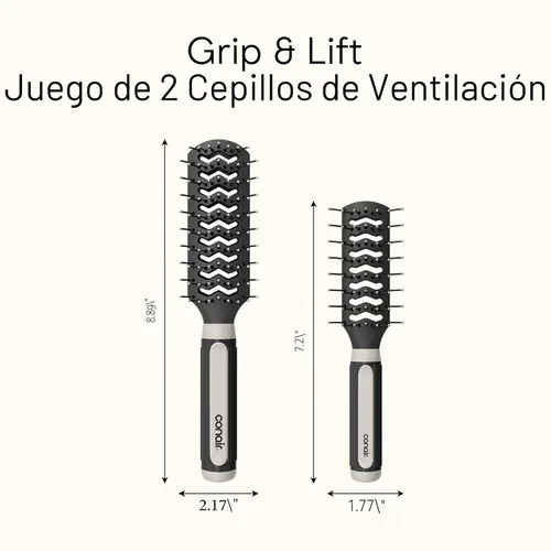 Vista 9 de Conair Grip & Lift Vent - Juego de cepillos de tamaño completo y mediano, cepillos de cerdas de nailon para peinar, paquete económico