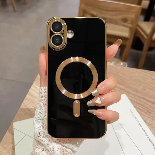 Vista 17 de OOK Magnatic - Funda para iPhone 11 Pro Max [compatible con MagSafe] protector completo de lente de cámara con borde electrochapado dorado, TPU