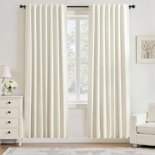 Vista 37 de UHITECH Cortinas opacas de 35 pulgadas de largo para sala de estar, 2 paneles, cortina opaca corta para cocina para ventanas pequeñas, cortinas