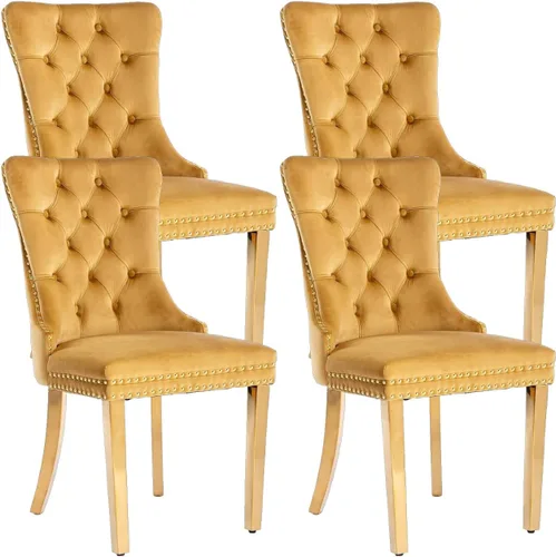 Vista 55 de Juego de 2 sillas de comedor de terciopelo beige, sillas de comedor tapizadas beige01