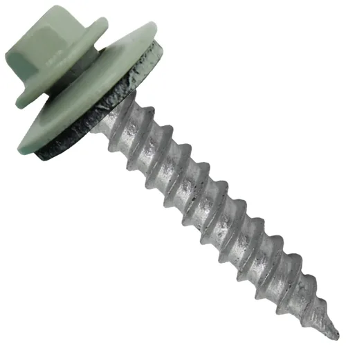 Vista 13 de 12 tornillos para techos de metal gris ABC de 1-1/2 pulgadas, cabezal de arandela hexagonal, arranque automático/roscado, arandela EPDM. 1 bolsa