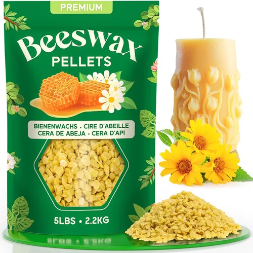 Vista 10 de NORVENCE Gránulos de cera de abejas 4.5 KG, cera de abejas blanca pura y natural para hacer velas, cuidado de la piel DIY, bálsamo labial, jabón