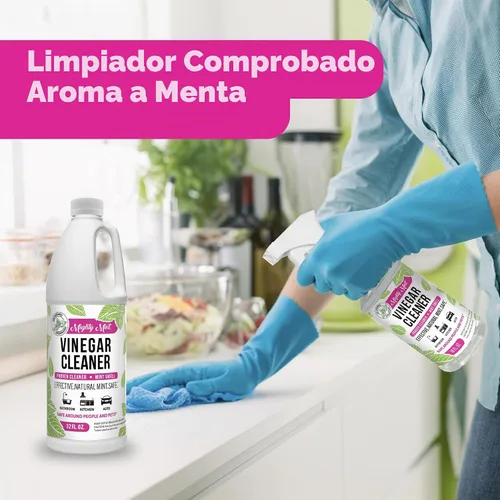 Vista 3 de Mighty Mint Limpiador de vinagre, limpieza multiusos para superficies domésticas, aroma natural de menta, 32 onzas
