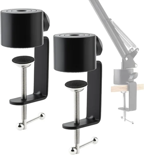 Vista 10 de Soporte de micrófono abrazadera de mesa para micrófono, brazo de tijera, soporte de brazo de tijera, soporte voladizo de agujero de rosca de 1/2