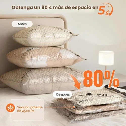 Vista 3 de Nicetree Paquete de 9 bolsas de vacío para viajes con bomba recargable, 3