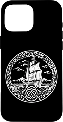 Vista 18 de Funda para iPhone 11 Pro Max Ship Sailing de mitología nórdica con nudos celtas
