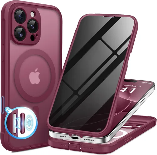 Vista 18 de BERFY Funda para iPhone 17 Pro Max, compatible con MagSafe, protector de pantalla de vidrio integrado, protección de cámara, funda de cuerpo