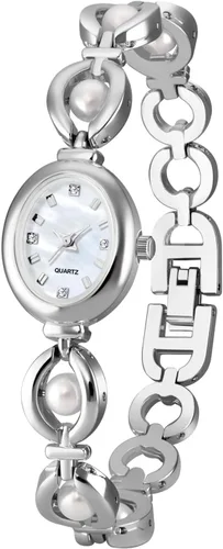 Vista 8 de ADSBIAOYE Elegante reloj de vestir para mujer con perla de moda, reloj de esfera ovalada, pulsera de regalo para mujer, reloj analógico impermeable