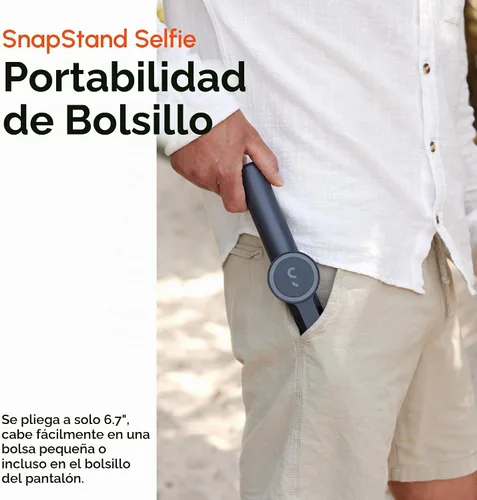 Vista 8 de ShiftCam SnapStand Max - Palo magnético para selfie y trípode - Compacto, plegable y extensible con cabeza inclinable y control remoto magnético