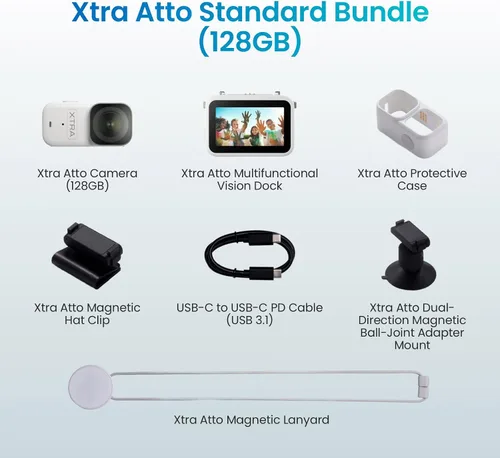 Vista 7 de Cámara de acción 4K portátil Xtra Atto (128 GB), 1.90 oz, ligera y compacta