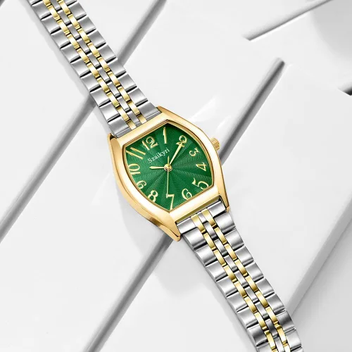 Vista 7 de Reloj en forma de barril para mujer con números arábigos fáciles de leer, reloj de vestir para mujer