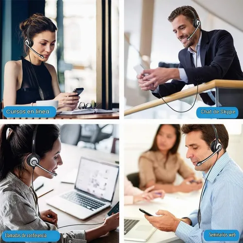 Vista 6 de Wantek Auriculares para teléfono celular con micrófono con cancelación de ruido para portátiles, PC, conector de 0.1 in, control de volumen