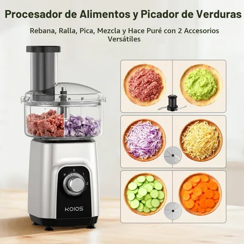 Vista 3 de KOIOS Mezcladora/procesador de alimentos 4 en 1 Combo Max 1000W, apto