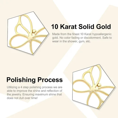 Vista 2 de Charm America - Gold Butterfly Charm - 10 Karat Solid Gold - Butterly Pendant Jewelry