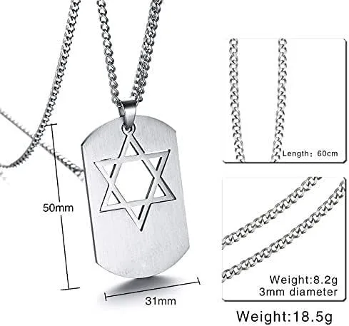 Vista 3 de Collar con colgante de estrella de David para hombre, collar de amuleto de estrella de David de seis puntas con símbolo de estrella de David
